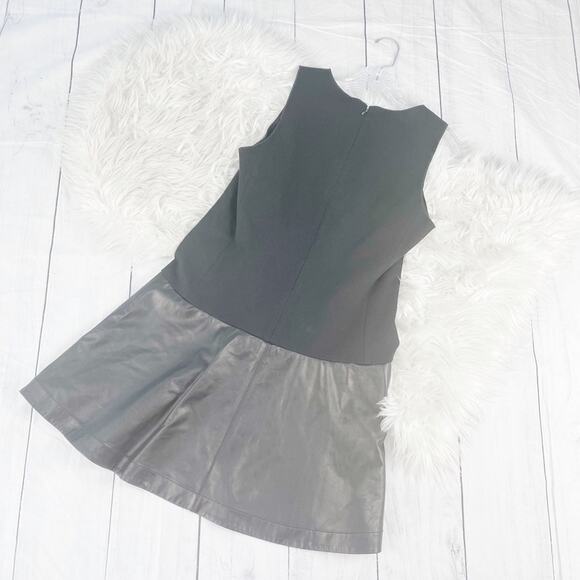 Rebecca Taylor Women's Black Leather Mixed Media Drop Waist Dress Size 8 - Picture 4 of 4
